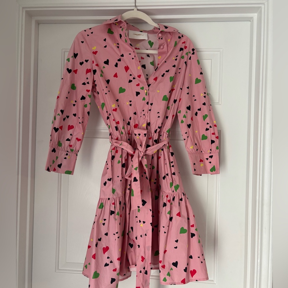 La double J Pink Heart dress with waist belt tie